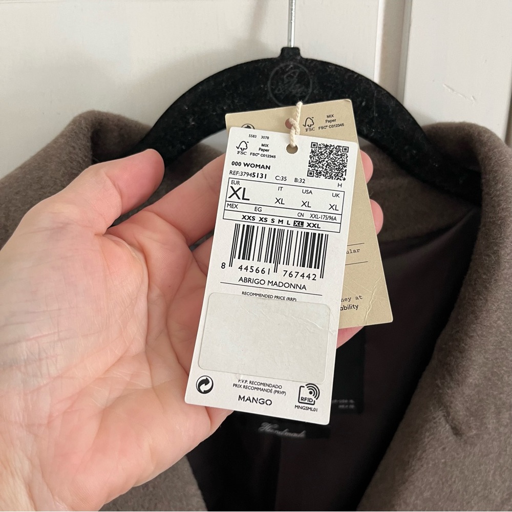 Mango MNG | Fitted Handmade Wool Long Coat Jacket - Picture 8 of 12